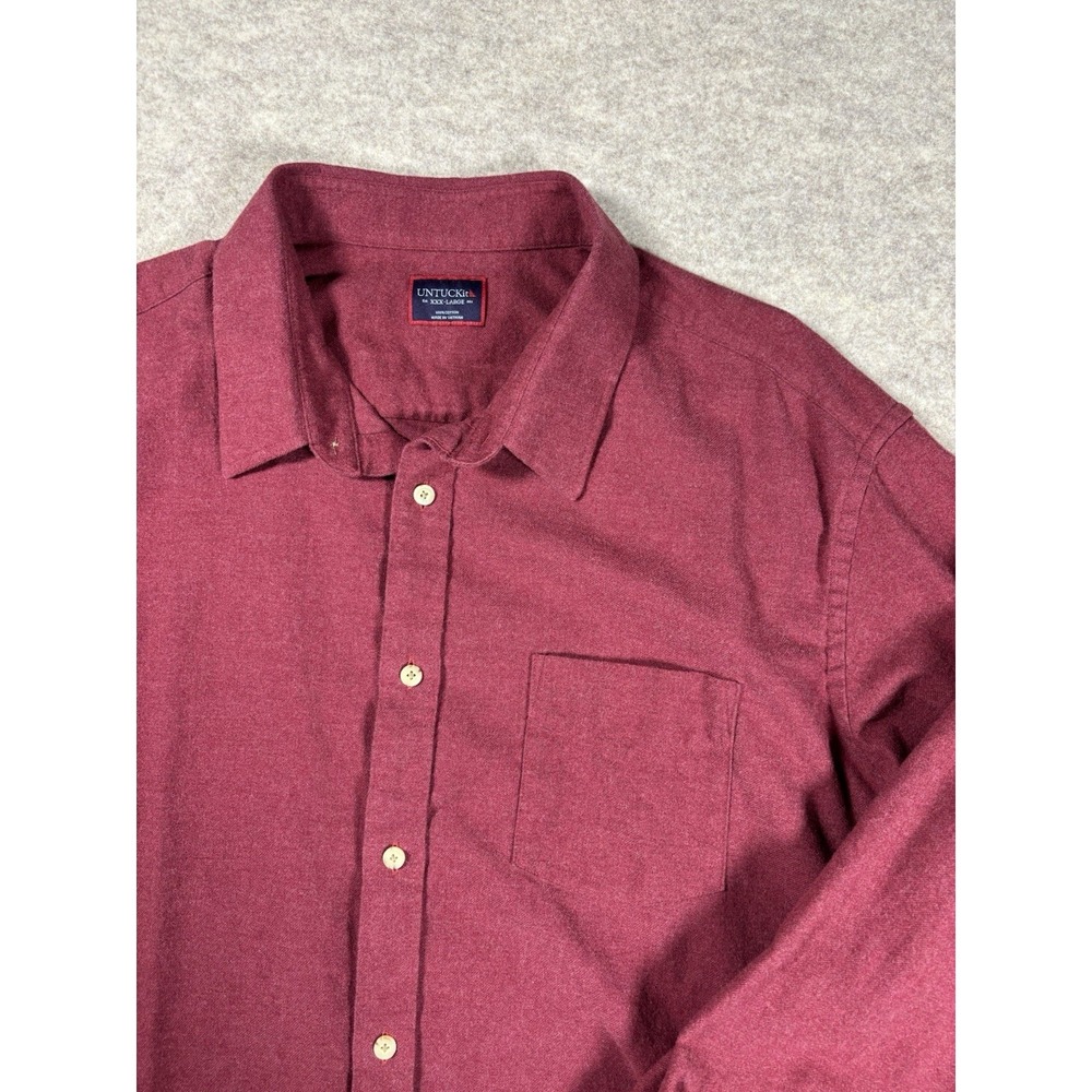 UNTUCKit Mens XXXL Burgundy Red Cotton Flannel Button Down Shirt Long Sleeve 3XL
